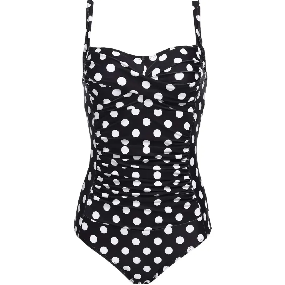 EKOUAER Women's One Piece Swimsuit Ruched Tummy Control Vintage Retro Push Up - Picture 4 of 6